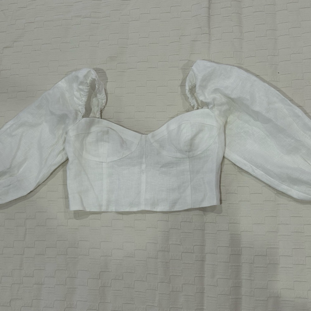 Wilfred White Puff Sleeve Crop Top